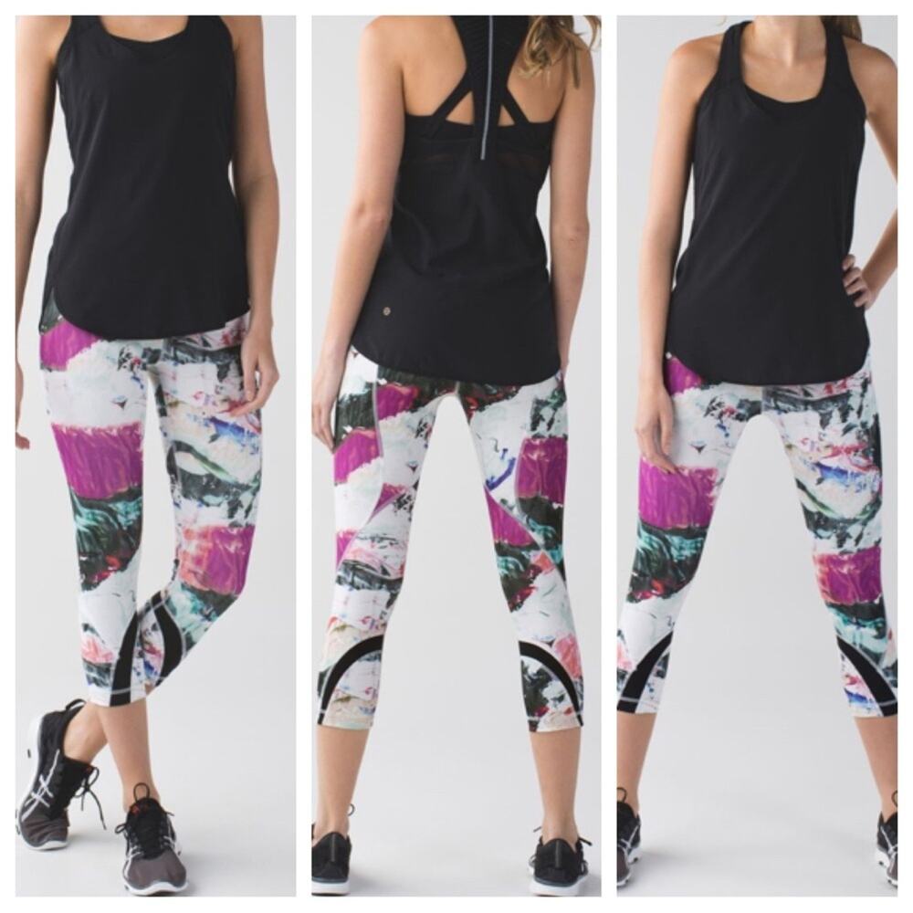 Lululemon Run Sz 4 Inspire Crop II All Full-On Luxtreme Pigment WaveMulti/Black - Picture 1 of 11